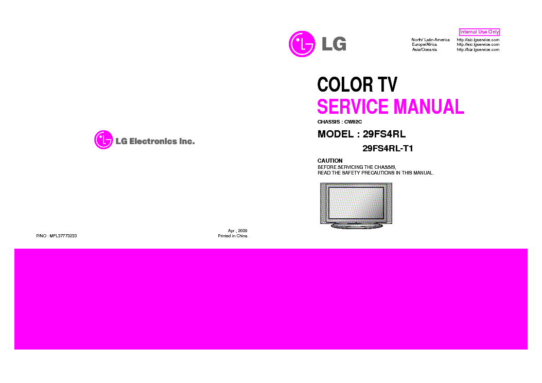 LG 29FS4RL[-T1] CHASSIS CW62C service manual (1st page)